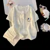 Pijama Nuevo de Verano 2026 para Niñas, Bonito de Manga Corta y Shorts, Pijama de Algodón Nube, Conjunto de Verano para Niños Mayores