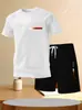 Camiseta masculina de manga curta transfronteiriça, nova marca da moda, camisa curta com estampa de letras para o verão de 2025, look casual solto