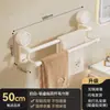 Fuerte ventosa doble barra toallero baño sin perforaciones pared toallero con ganchos estante de almacenamiento baño
