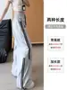Calça de Trabalho Listrada Cinza Estilo Americano Bordada Secagem Rápida Feminina Verão Nova Esportiva Solta Reta Casual de Perna Larga