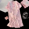Bata Coreana de Verano para Mujer, Algodón Nube, Ropa de Casa de Manga Corta para Niños, Bata Suelta de Dibujos Animados Lindos, Pijama de Mujer, Verano