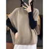 Chaleco de punto chaleco de mujer moderno versátil holgado temperamento 2024 principios de primavera cuello alto cálido manga murciélago top de punto