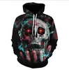Nuevo Sudadera con Capucha Casual de Impresión Digital 3D de Calavera Tendencia Transfronteriza para Hombre