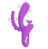 Vibrador 3 em 1 com Sucção e Vibração com Sonda Anal - 10 Modos de Vibração + 10 Modos de Sucção, À Prova d'Água IPX6 Carregamento Magnético Massageador Íntimo de Silicone para Mulheres