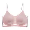 Ropa interior sin costuras de seda de hielo gelatina ultrafina, transpirable, hace que los senos grandes parezcan más pequeños, espalda bonita, cómoda para dormir, sensación fresca, sujetador tipo bandeau sin tirantes