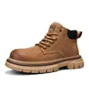 Nuevo estilo de comercio exterior, botas de trabajo de caña alta con cremalleras laterales, forradas de forro polar para hombre, estilo británico, que aumentan la altura, de media pantorrilla, cálidas, y botas de nieve