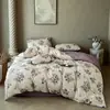 Novo conjunto retro estilo chinês de quatro peças, conjunto de seis peças de brocado de bambu e linho, lençóis e fronhas laváveis à máquina, atacado e entrega de roupas de cama
