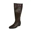 ¡No capta la forma de la pierna~!Botas de montar de punta fina con tacón grueso para mujer, botas para pierna de pantalón, remache, trabajo pesado, tubo recto, botas largas