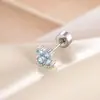 Piercing de Cartilagem para Orelha Stud Pequena Flor Delicada Azul Claro Minimalista Cravejado com Zircônia - Novo Estilo de Verão Henson