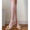 Sandalias Elegantes de Tacón de Aguja con Flor Dorada, Estilo Nuevo Verano 2026, Zapatillas Sexy Francesas de Punta Abierta, Tacones Altos para Mujer