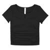 Ropa de yoga para primavera y verano 2024, top deportivo ajustado para mujer, cuello en V, manga corta sin costuras, con almohadilla para el pecho
