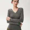 26 Hilo Yangzi nuevo, de hilado fino, calibre 18, 48 hilos, 100% lana, cuello en V, corte ajustado, sin costuras, prenda base de punto de una sola pieza