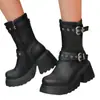 Comercio Exterior Aliexpress Otoño e Invierno 2025 Nuevas Botas de Mujer de Tacón Alto con Suela Gruesa Talla Grande 40-45 Hebilla de Cinturón Versátil de Corte Bajo