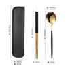 Conjunto portátil de talheres de aço inoxidável hashi colher Garfo conjunto de três peças estudante talheres para exterior presente impressão LOGO