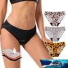Atacado Europeu e Americano cintura média estampa de leopardo 4 camadas calcinha para período fisiológico feminina bikini à prova de vazamentos calção de banho calcinha feminina