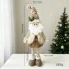 Muñeco de Navidad tejido estilo bosque vintage con piña, piernas largas retráctiles, figura de elfo y Santa Claus, decoración navideña