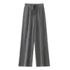 100% lã pura, espessada para outono e inverno, calças de lã wide leg para mulheres, com malha fluida, design de perna reta e comprimento longo que varre o chão, adequadas para usar como peça externa.