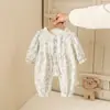 Mameluco de Bebé de Doble Capa Floral Mariposa Azul Otoño Traje para Gatear Infantil Ropa de Otoño Lindo y Elegante para Niñas