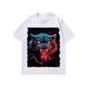 Camiseta de manga larga con estampado de leopardo oscuro de calle principal estadounidense, camiseta retro de manga corta con lavado intenso para hombres y mujeres
