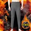 Calça térmica grossa com forro de fleece para comércio exterior, calça quente com regulação de temperatura para outono e inverno, calça casual confortável que retém o calor para homens