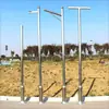 Poste de Luz de Acero Inoxidable 3.4m Luz de Jardín LED Foco Poste de Luz Solar para Calle Exterior Columna Poste de Luz Brazo A