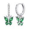 Amazon Transfronterizo Nuevo Producto Aretes de Aro Mariposa Plateados Aretes Personalizados con Piedra de Nacimiento Joyería para Fiestas Navideñas Regalos para Mujeres