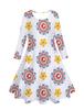 Vestido Largo de Manga Larga para Niña con Estampado Digital 3D de Girasol Pequeño Fresco de Primavera y Otoño, Familia Cálida