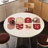 Mantel Redondo Temático Atmósfera del Año del Caballo, Impermeable, Resistente al Aceite, Resistente al Calor, Lavable de Cuero para Mesa de Comedor, Protector Festivo de Mesa para Año Nuevo