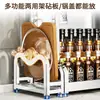Nuevo Estante de Almacenamiento de Cocina de Acero Inoxidable para Encimera, Organizador Multifuncional para Aceite, Sal, Salsa, Vinagre, Frascos de Condimentos y Portacuchillos