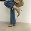 Primeiro Encontro Botas de Cano Curto Bico Fino Femininas Salto Alto Temperamento Versátil 2026 Novas Botas Emagrecedoras Salto Agulha Pessoa Baixa Emagrecimento Moda