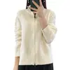 Abrigo casual de moda con cuello alto para mujer 2023 nuevo tejido cárdigan con doble cremallera estilo coreano suéter suéter top