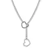 Amazon Transfronterizo Nuevo Lazo en Forma de Corazón Cadena en Forma de Y Anillo Redondo Cadena Cubana Punk Rock para Mujer Collar de Acero Inoxidable