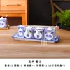Tarro de porcelana azul y blanco para condimentos mesa de restaurante LOGOTIPO tarro para chiles portapalillos olla para vinagre olla para salsas portapalillos bandeja