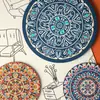 Tapete isolante térmico para mesa de jantar em casa estilo boêmio, tapete redondo estilo nórdico, tapete absorvente para mesa de centro, porta-copos anti-queimadura e antiderrapante, jogo americano