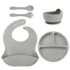 Plato de Cena de Silicona para Niños, Plato de Cena de Silicona para Complemento Alimenticio, Ventosa Reforzada, Plato Dividido de Silicona para Mesa, Plato de Cena para Complemento Alimenticio de Bebé