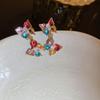 Brincos de borla de flor de zircão com agulha de prata de alta qualidade, brincos de temperamento leve de luxo europeu e americano, brincos de nicho retrô, atacado de mulheres