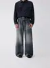 Ottb Roupa Masculina Jeans Pesado Estilo Americano com Bigodes 3D para Homens, Jeans de Sarja com Caimento Solto para Homens.