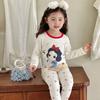 Talla Única Talla Grande Verde Bolero Pez Pequeño Lolo Clase A Otoño Dibujos Animados Amigable con la Piel Algodón Lycra Conjunto de Ropa de Casa para Niños
