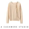 A la moda~suéter de cachemira con cuello cruzado asimétrico moda femenina encanto tejido de lana jersey suéter básico
