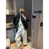 Estilo Amado de Mochie Estilo Coreano Simple Elásticos de Cintura Alta Adelgazantes Casuales Pierna Recta Dobladillo Plegado Pantalones de Pierna Ancha Mq0746