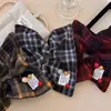 Pañuelo Cuadrado a Cuadros Estilo Coreano Scrunchie para Mujer, Goma para Cola de Caballo Baja, Goma para Moño, Accesorio para el Cabello, Goma a Cuadros