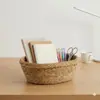 Cesta de Paja Hecha a Mano Cesta de Almacenamiento Organizador de Escritorio de Cocina Cesta de Almacenamiento para Snacks y Artículos Varios del Hogar Cesta para Frutas