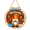 Letrero de Calabaza de Madera de Otoño Transfronterizo Letrero de Puerta Decoración Artesanía de Madera Adorno Colgante de Otoño Decoración de Pared S