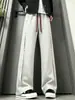 Calças Jogger de Patchwork Xadrez Americano Design Masculino Calças Esportivas Plissadas Marca Tendência Retas Levemente Flare Calças Casuais