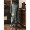 Jeans de mezclilla lavada estilo retro americano para hombre, pantalones de marca de moda nuevos para primavera 2026, pantalones casuales rectos holgados para hombre