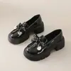 Zapatos de Cuero Slip-On de Suela Gruesa con Lazo 2025 Otoño e Invierno Nuevos Estilo Británico de Moda Versátiles Mocasines de Tacón Grueso