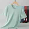 Playera Modal de Manga Corta Estampada con Logotipo Seda de Hielo Fresca Manga Media Cuello en V Camiseta Publicitaria Cultura Corporativa Equipo Ropa de Equipo