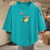 Moda verão 2026, novo estilo, único, modelagem solta, emagrecedor, versátil, estiloso, camiseta casual simples para mulheres
