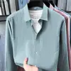 Camisa de manga larga a rayas para hombre de comercio exterior transfronterizo para primavera y otoño, camisa de algodón para hombre sin planchar, cuello camisero, estilo business casual
