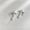 Pendientes de Diseñador Únicos con Forma de Estrella de Estilo Minimalista Dulce-Cool, Pendientes de Botón de Plata con Aguja Plateada en Forma de Gota de Agua de Fábrica
